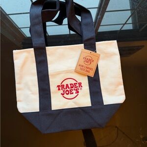 Black and Cream Mini Canvas Tote Bag